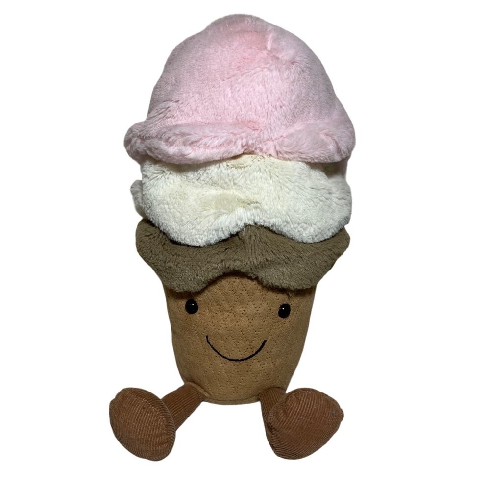 Amuseable Ice Cream Plush Toy 12” W/ Cone & Smiley Face - Picture 1 of 8